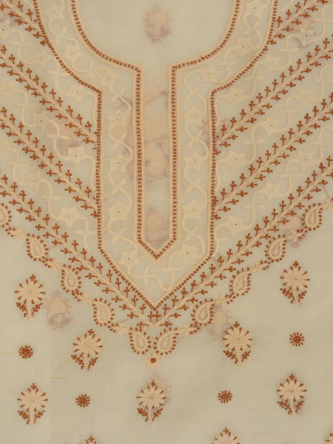 Ada Hand Embroidered Fawn Cotton Lucknowi Chikankari Unstitched Kurta Piece 01A222626