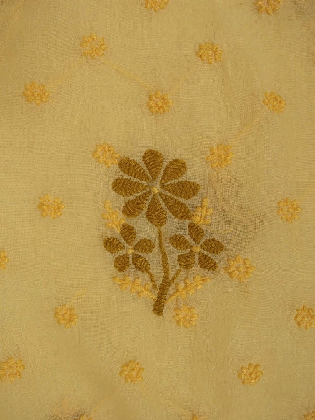 Ada Hand Embroidered Yellow Cotton Lucknowi Chikankari Unstitched Kurta Piece 01A226860