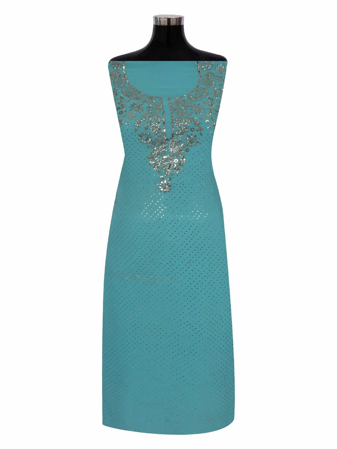 Ada Hand Embroidered Pastel Blue Pure Georgette Lucknowi Chikankari Unstitched Kurta Piece With Muqaish Work A152681