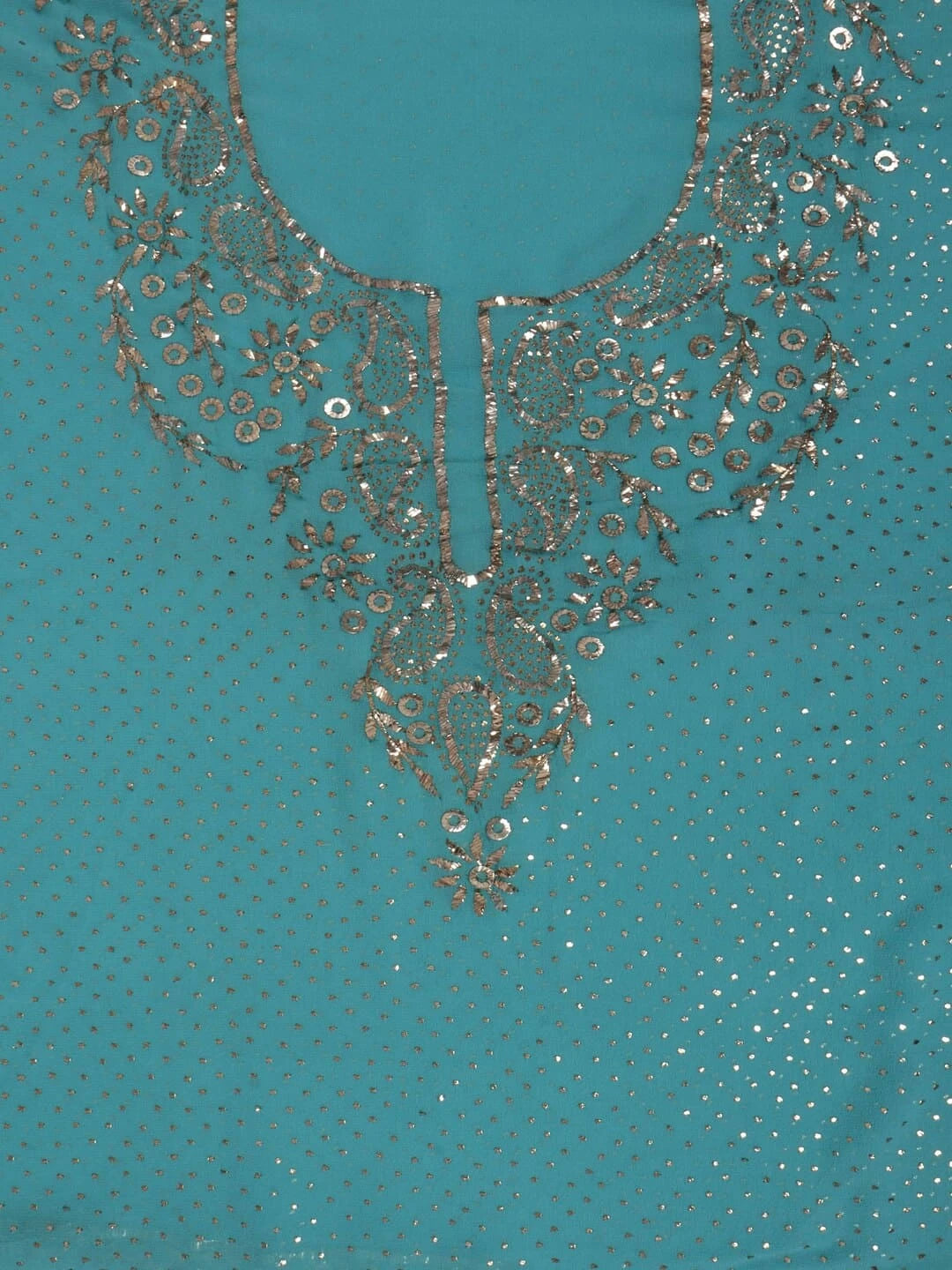 Ada Hand Embroidered Pastel Blue Pure Georgette Lucknowi Chikankari Unstitched Kurta Piece With Muqaish Work A152681