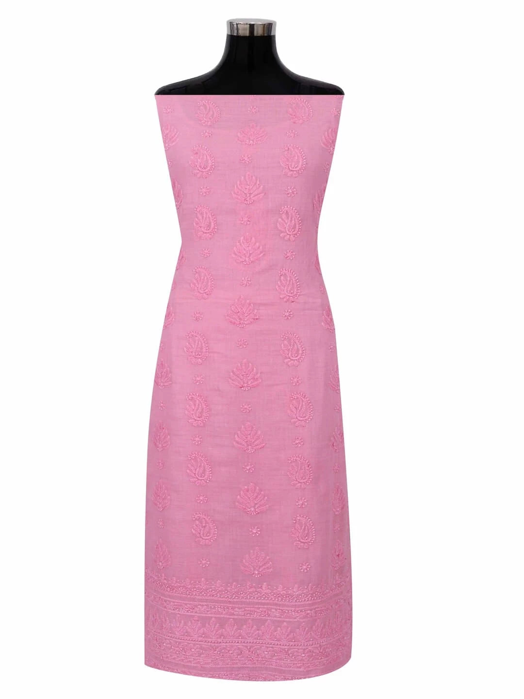 Ada Hand Embroidered Powder Pink Cotton Lucknowi Chikankari Unstitched Kurta Piece 01A233284