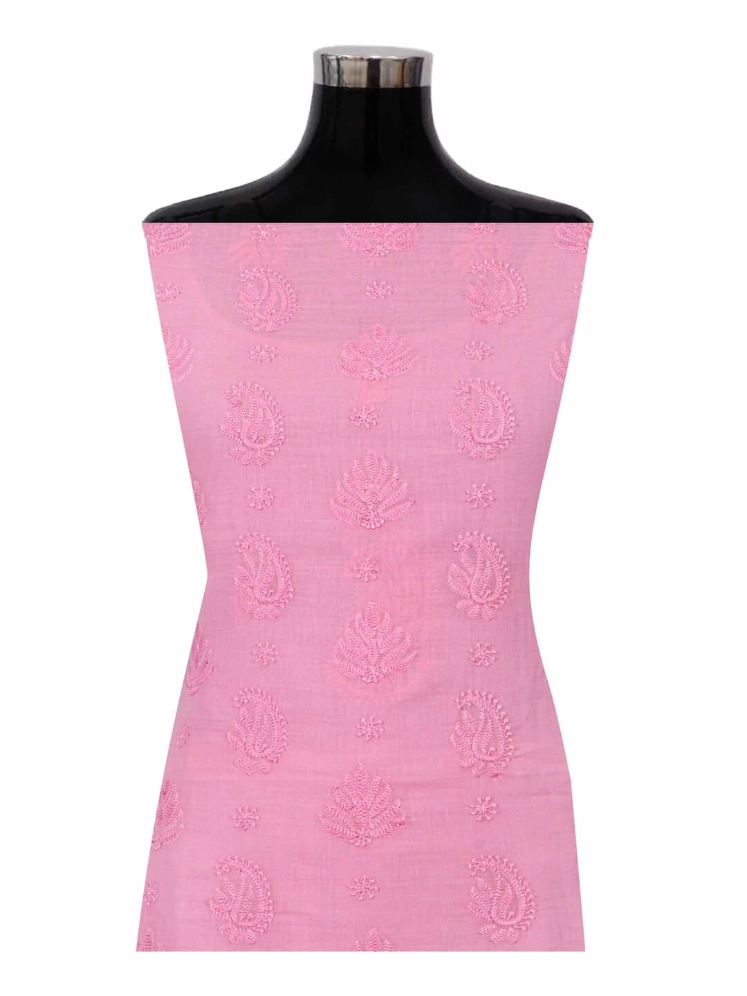 Ada Hand Embroidered Powder Pink Cotton Lucknowi Chikankari Unstitched Kurta Piece 01A233284