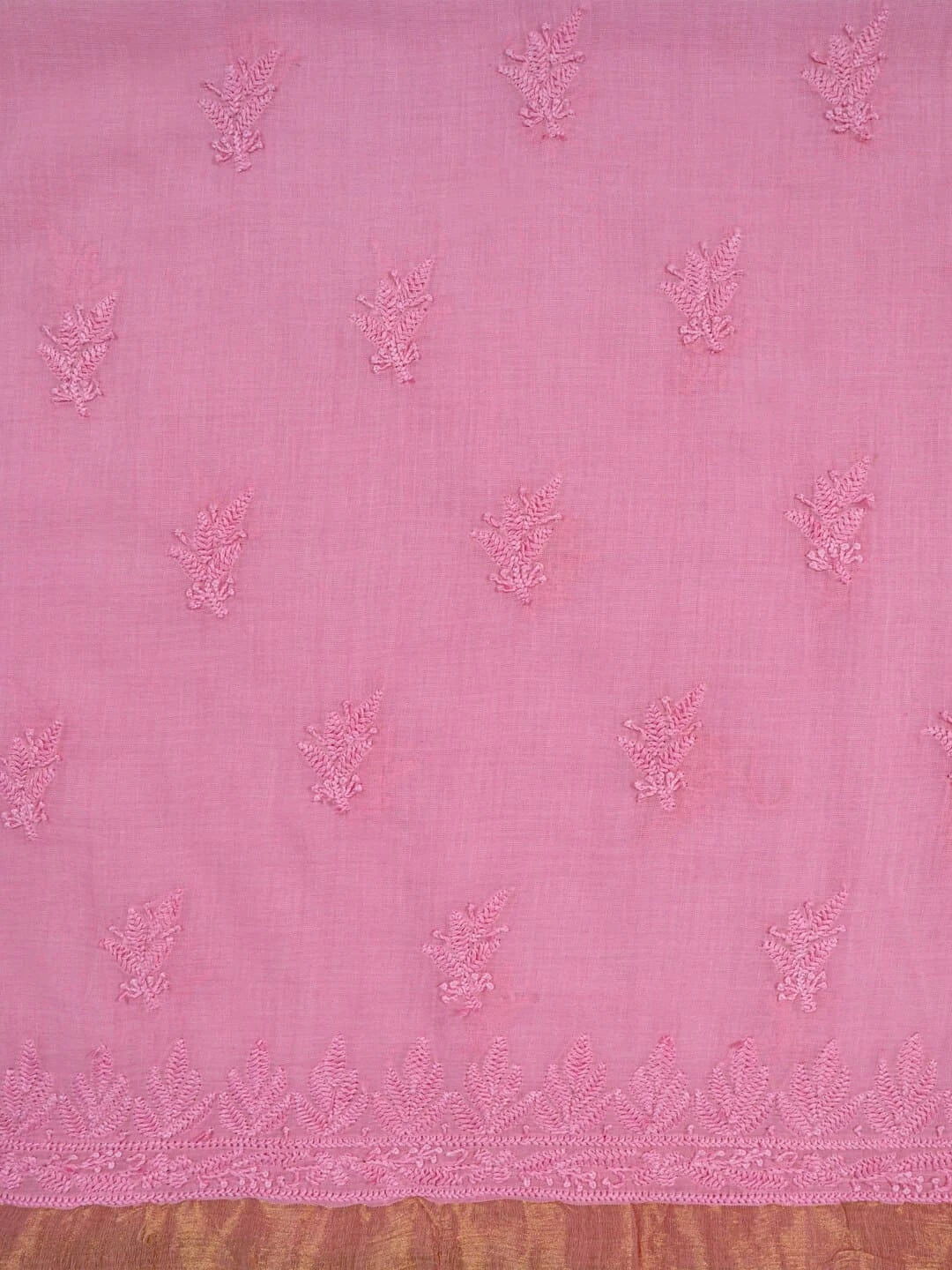 Ada Hand Embroidered Powder Pink Cotton Lucknowi Chikankari Unstitched Kurta Piece 01A233284
