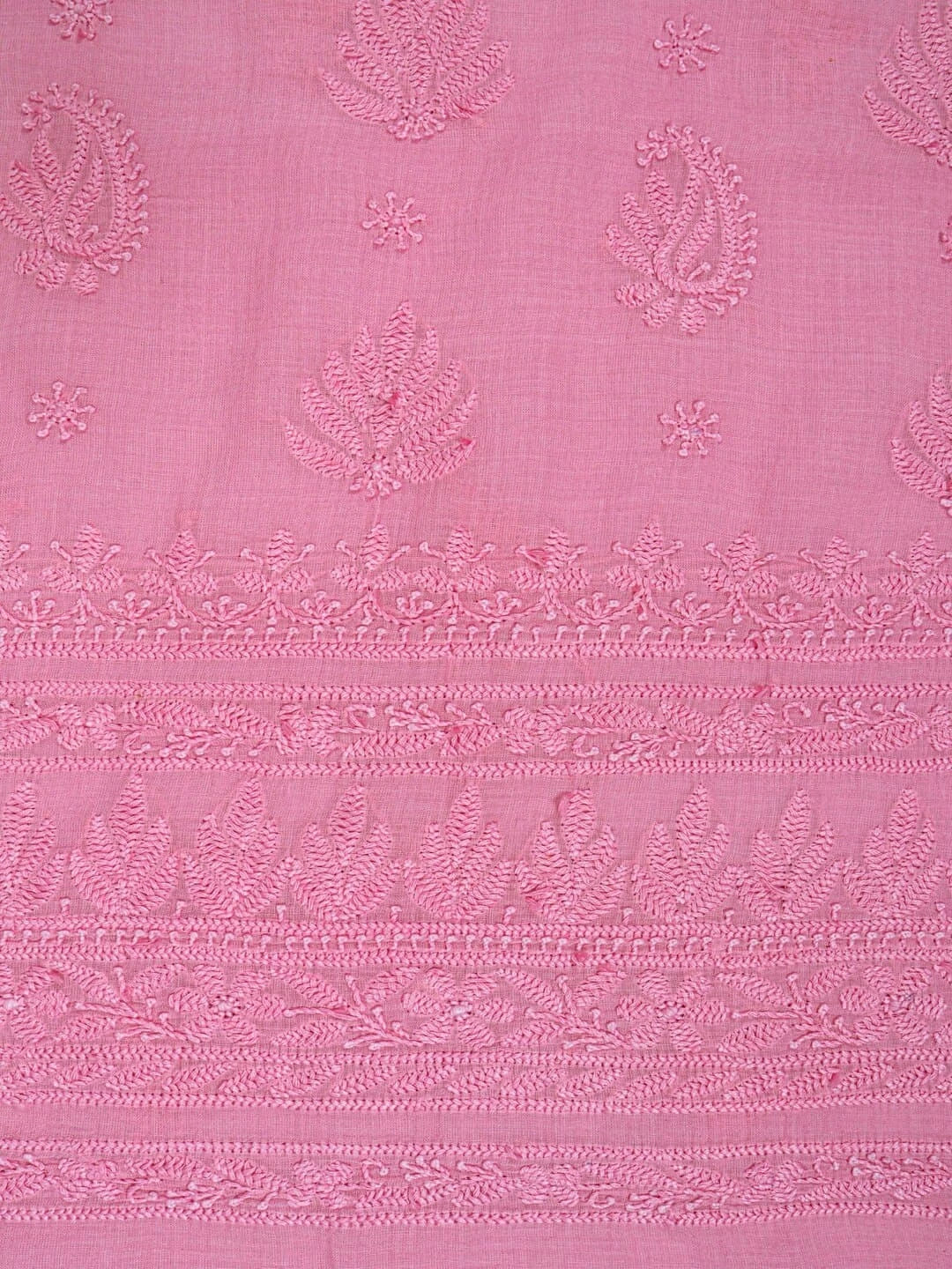 Ada Hand Embroidered Powder Pink Cotton Lucknowi Chikankari Unstitched Kurta Piece 01A233284