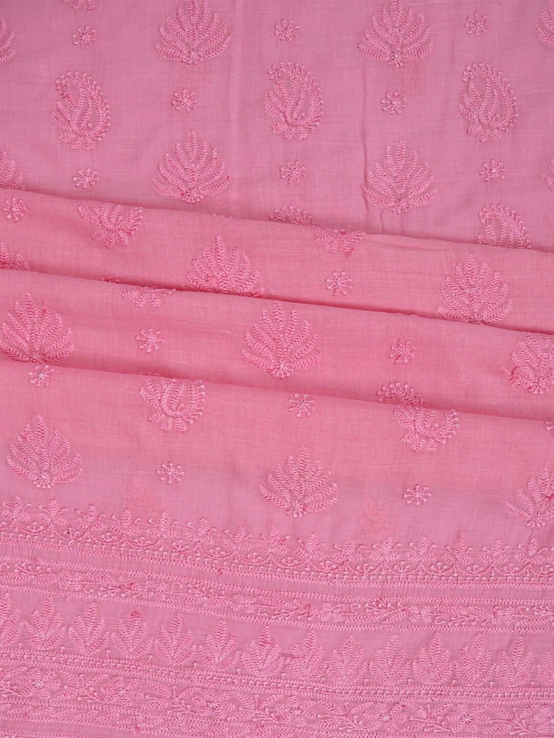 Ada Hand Embroidered Powder Pink Cotton Lucknowi Chikankari Unstitched Kurta Piece 01A233284