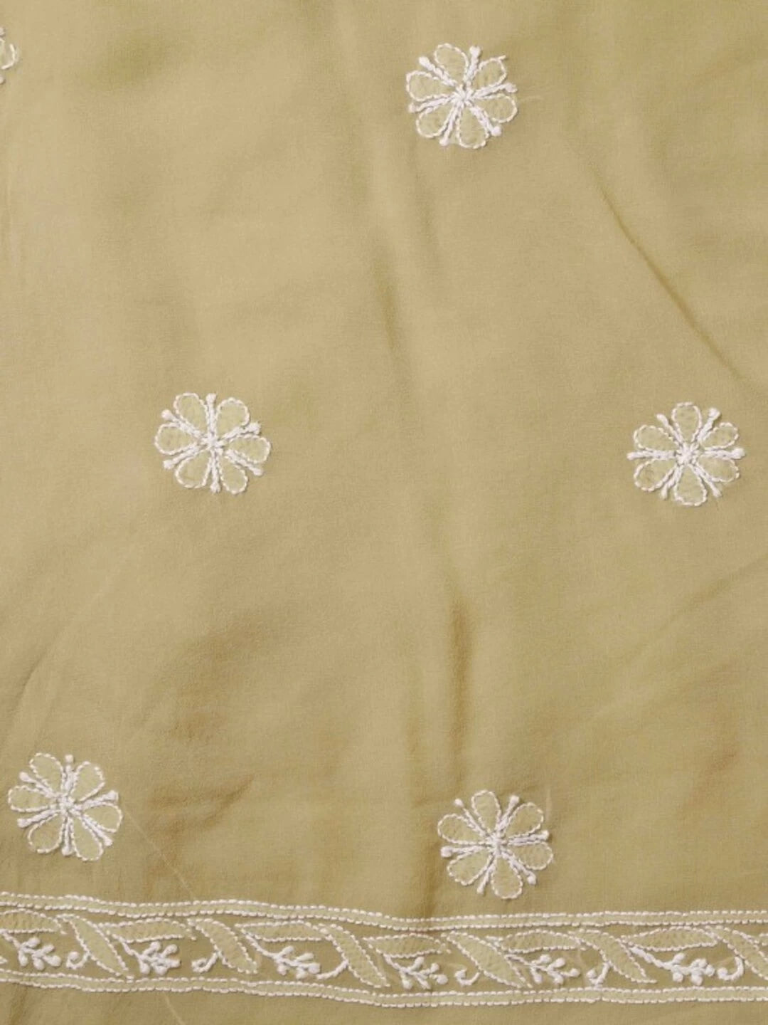 Ada Hand Embroidered Fawn Pure Georgette Lucknowi Chikankari Unstitched Kurta Piece A108727