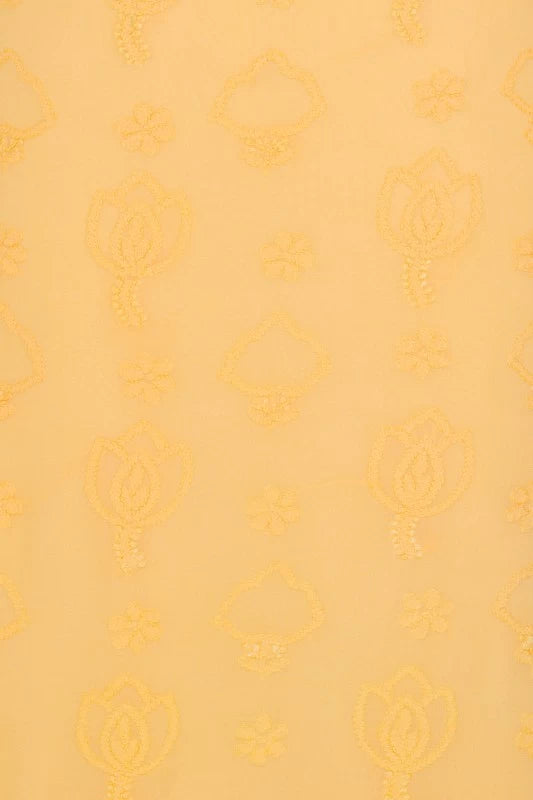 Ada Hand Embroidered Butterscotch Cream Georgette Lucknowi Chikankari Unstitched Kurta Piece A313885