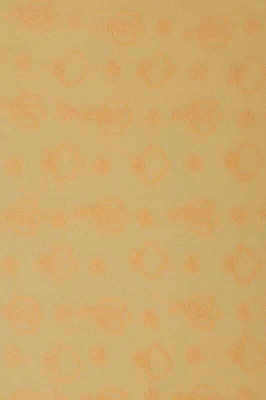 Ada Hand Embroidered Butterscotch Cream Georgette Lucknowi Chikankari Unstitched Kurta Piece A313885