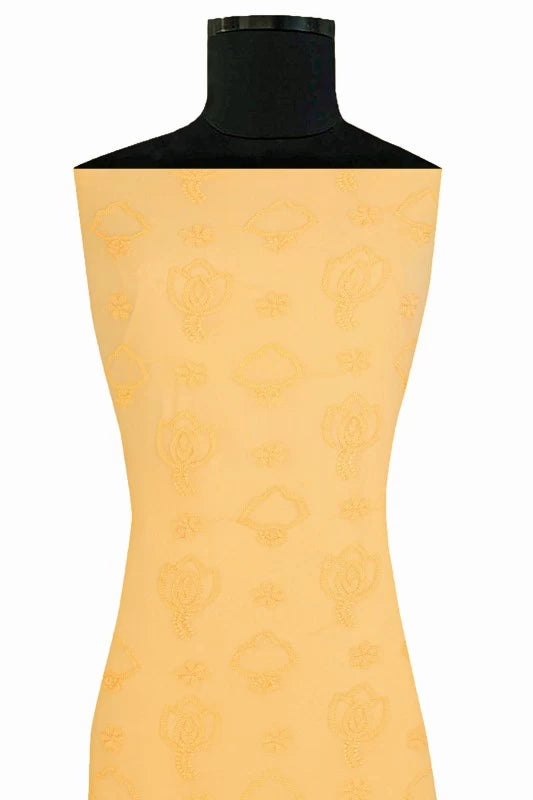 Ada Hand Embroidered Butterscotch Cream Georgette Lucknowi Chikankari Unstitched Kurta Piece A313885