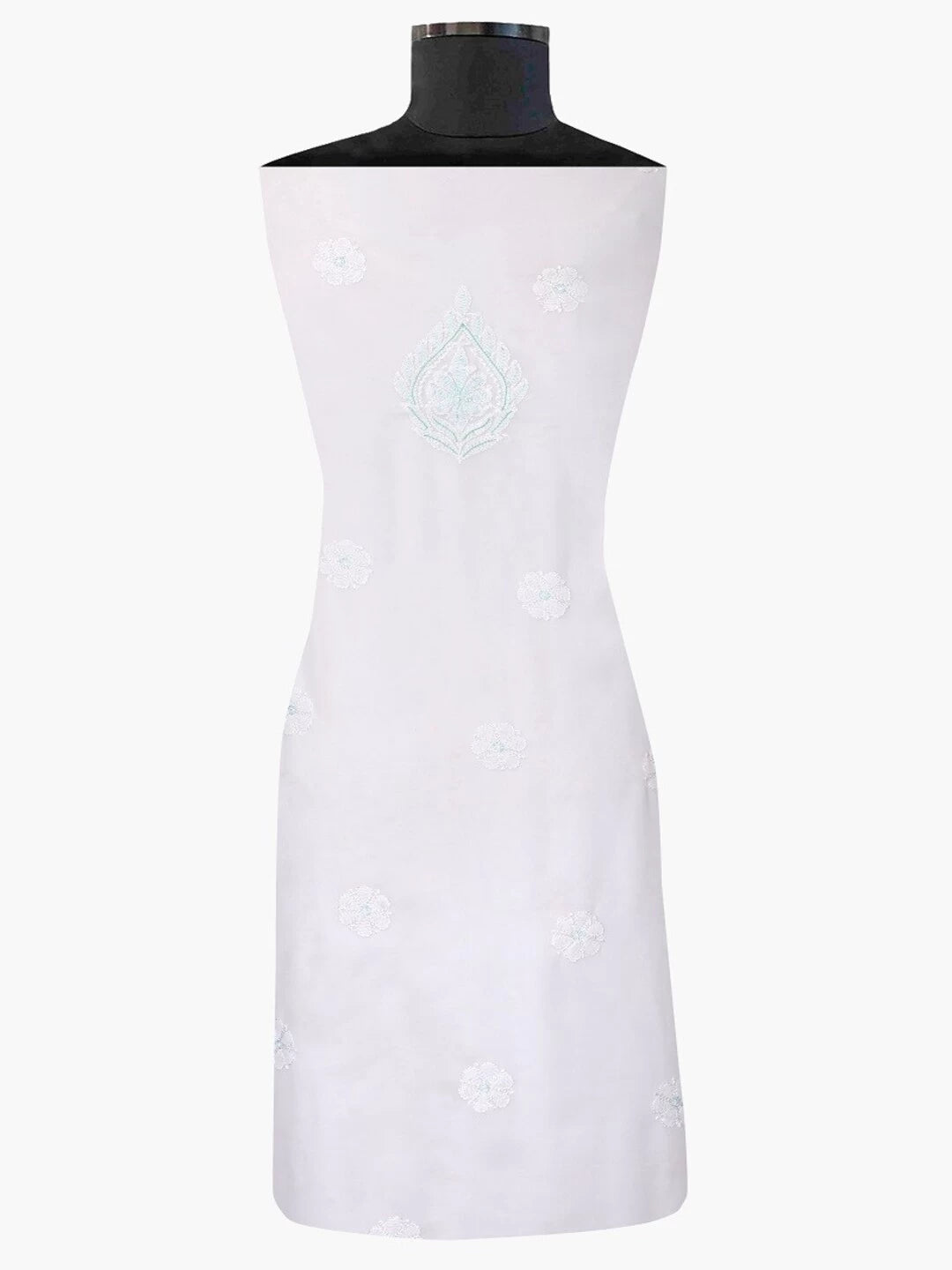 Ada Hand Embroidered White Georgette Lucknowi Chikankari Unstitched Kurta Piece With Pearl Work A416736