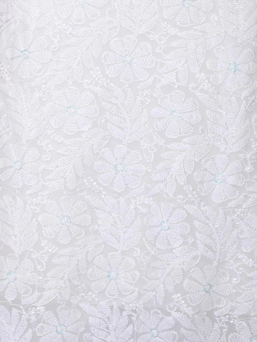 Ada Hand Embroidered White Georgette Lucknowi Chikankari Unstitched Kurta Piece With Pearl Work A416736