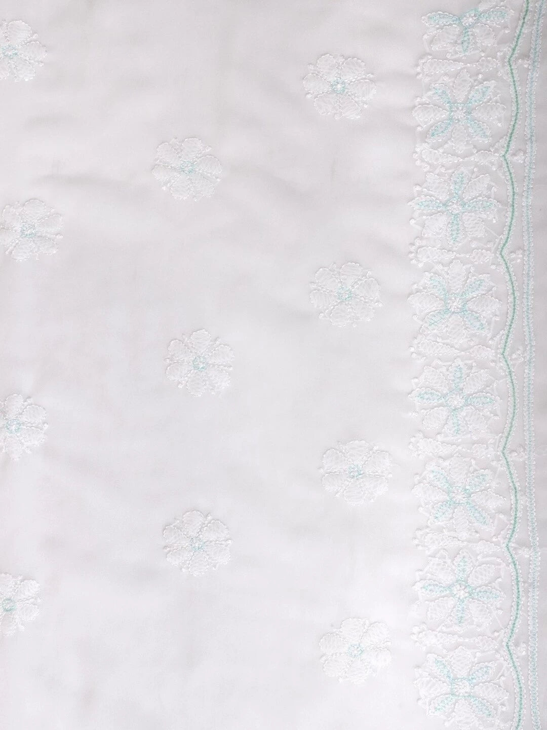 Ada Hand Embroidered White Georgette Lucknowi Chikankari Unstitched Kurta Piece With Pearl Work A416736