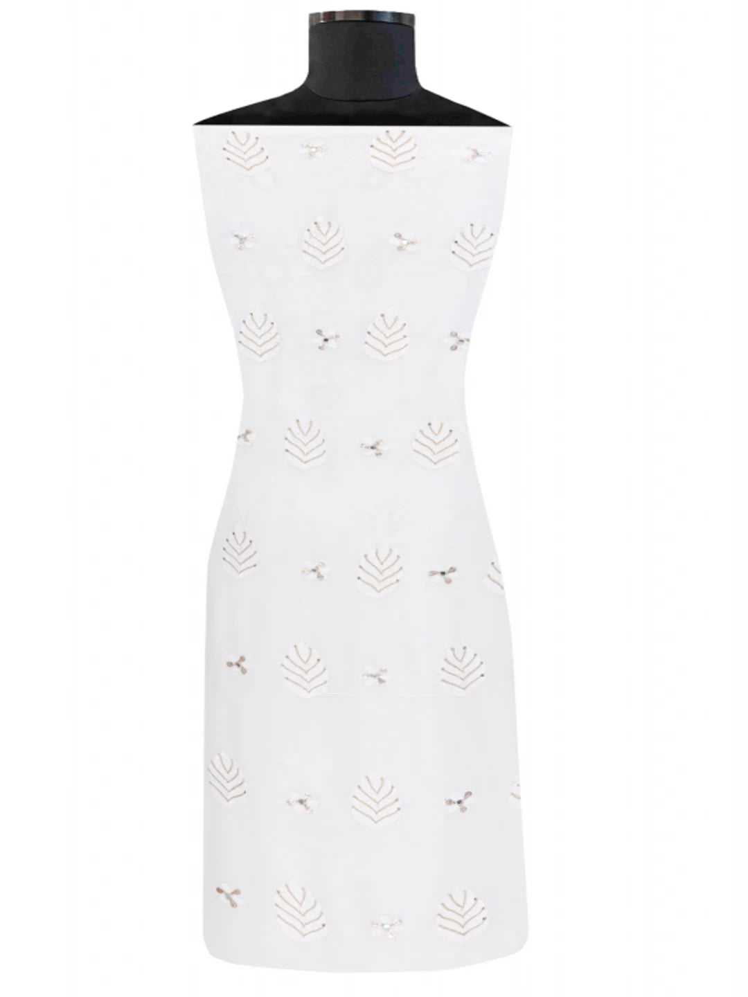 Ada Hand Embroidered White Georgette Lucknowi Chikankari Unstitched Kurta Piece With Gota Patti Work A117828