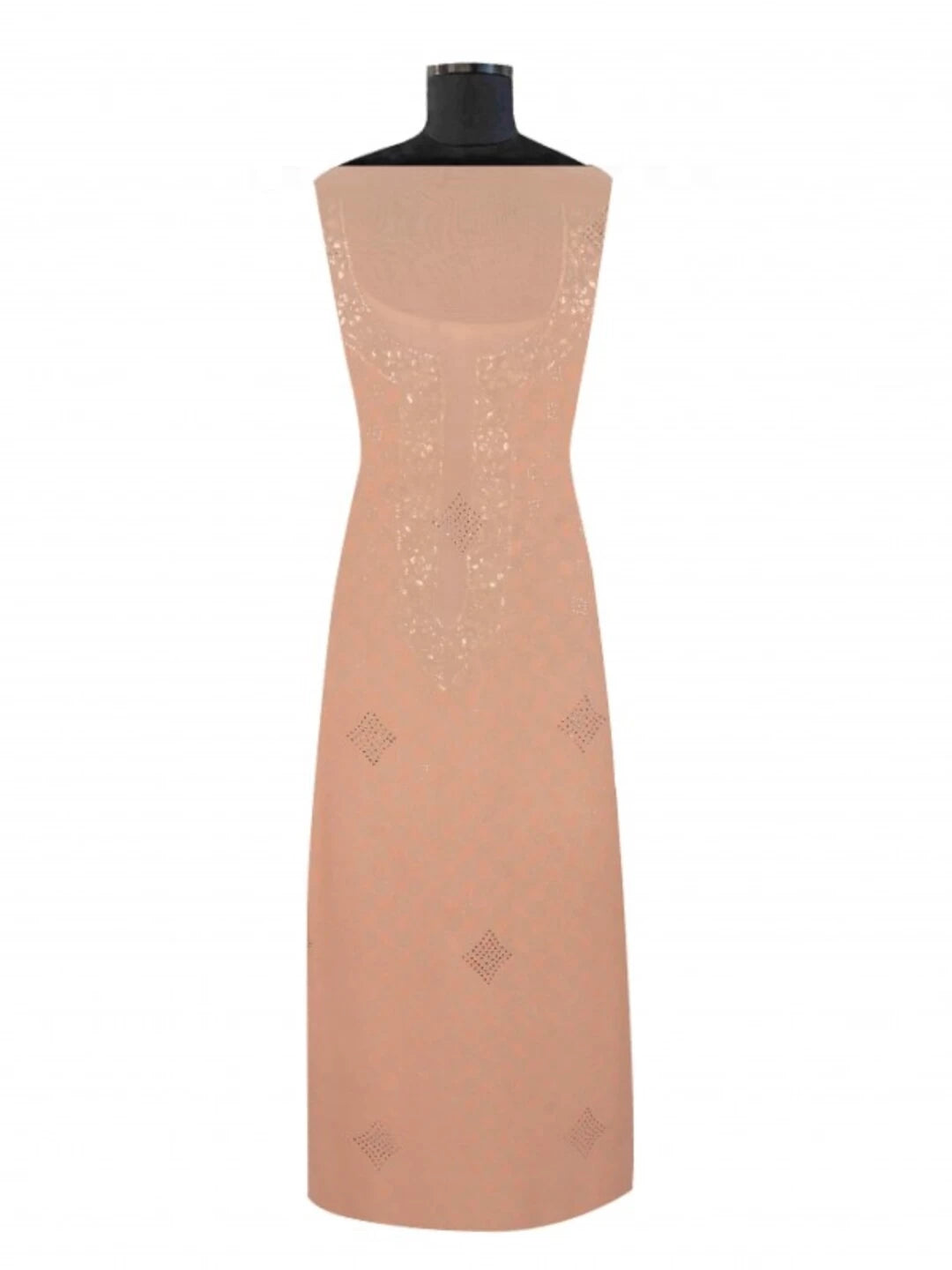 Ada Hand Embroidered Peach Georgette Lucknowi Chikankari Unstitched Kurta Piece With Muqaish Work 01A128042