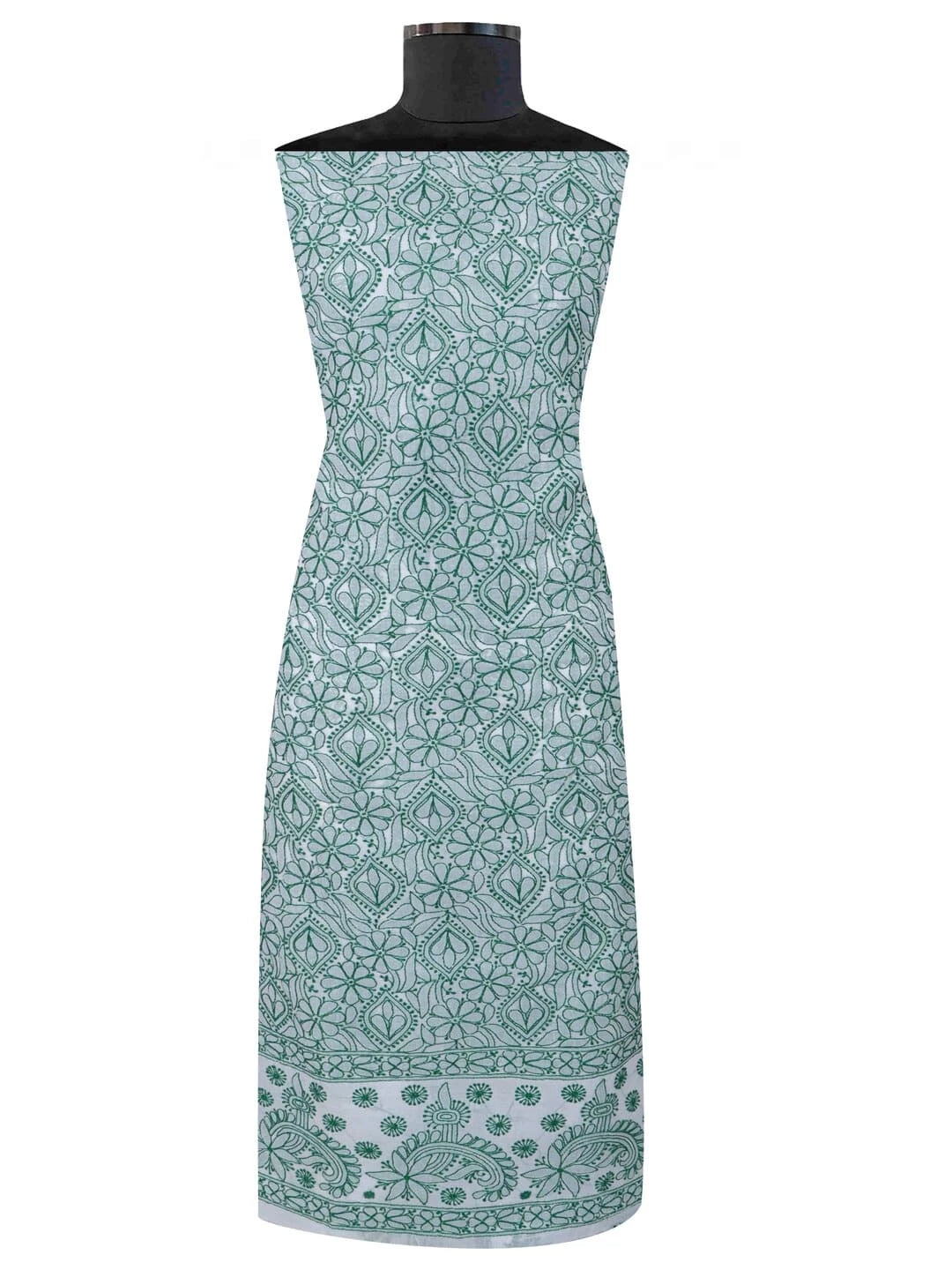 Ada Hand Embroidered White Cotton Lucknowi Chikankari Unstitched Kurta Piece 01A164263