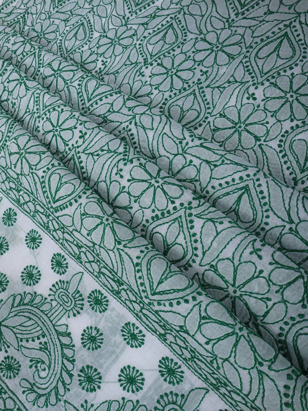 Ada Hand Embroidered White Cotton Lucknowi Chikankari Unstitched Kurta Piece 01A164263