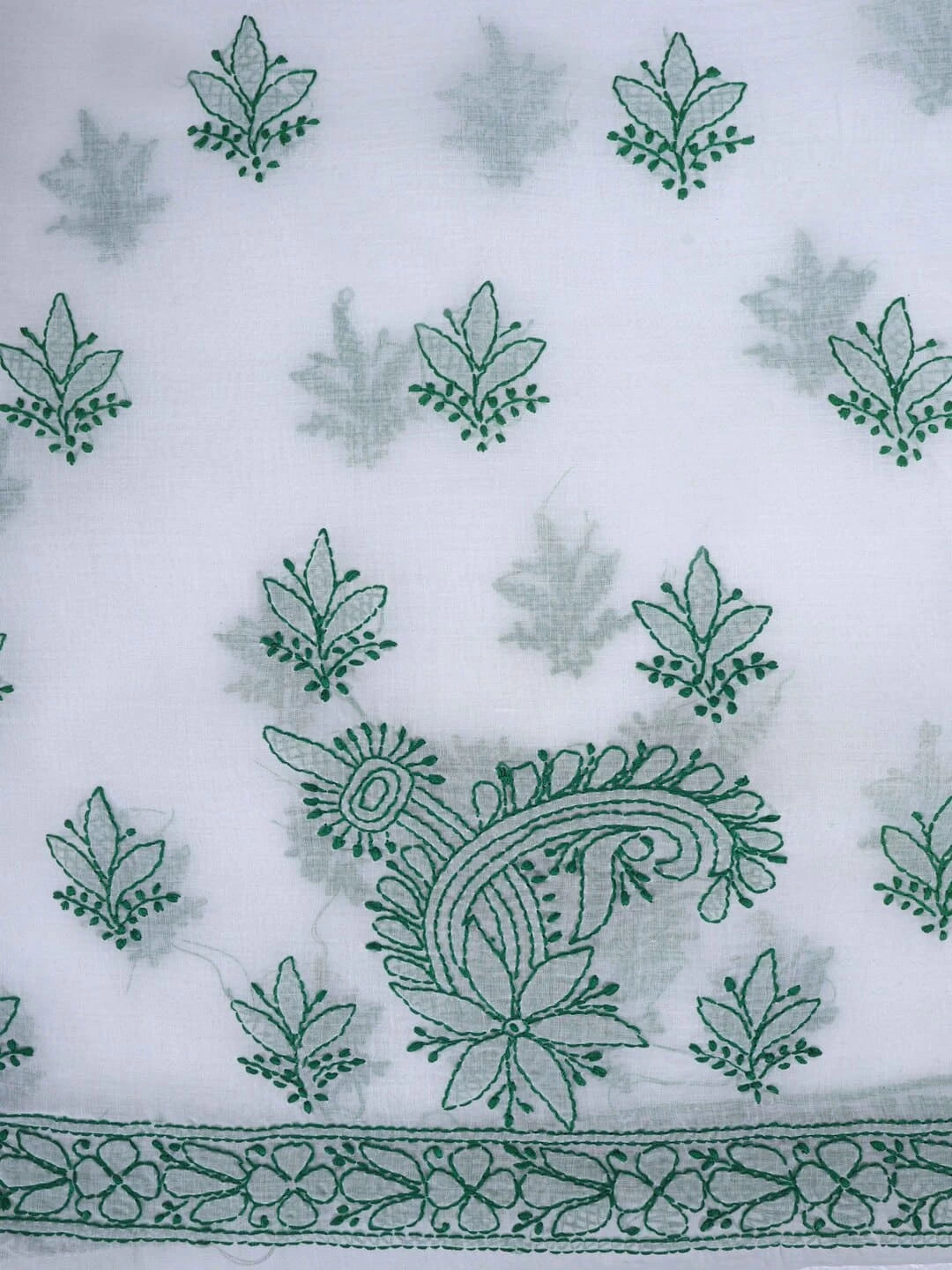 Ada Hand Embroidered White Cotton Lucknowi Chikankari Unstitched Kurta Piece 01A164263
