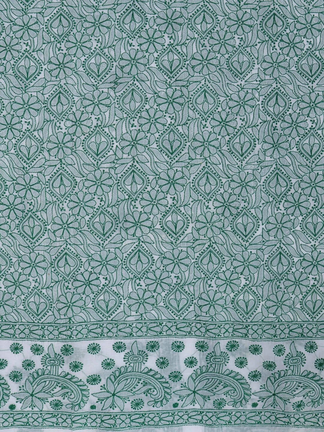 Ada Hand Embroidered White Cotton Lucknowi Chikankari Unstitched Kurta Piece 01A164263