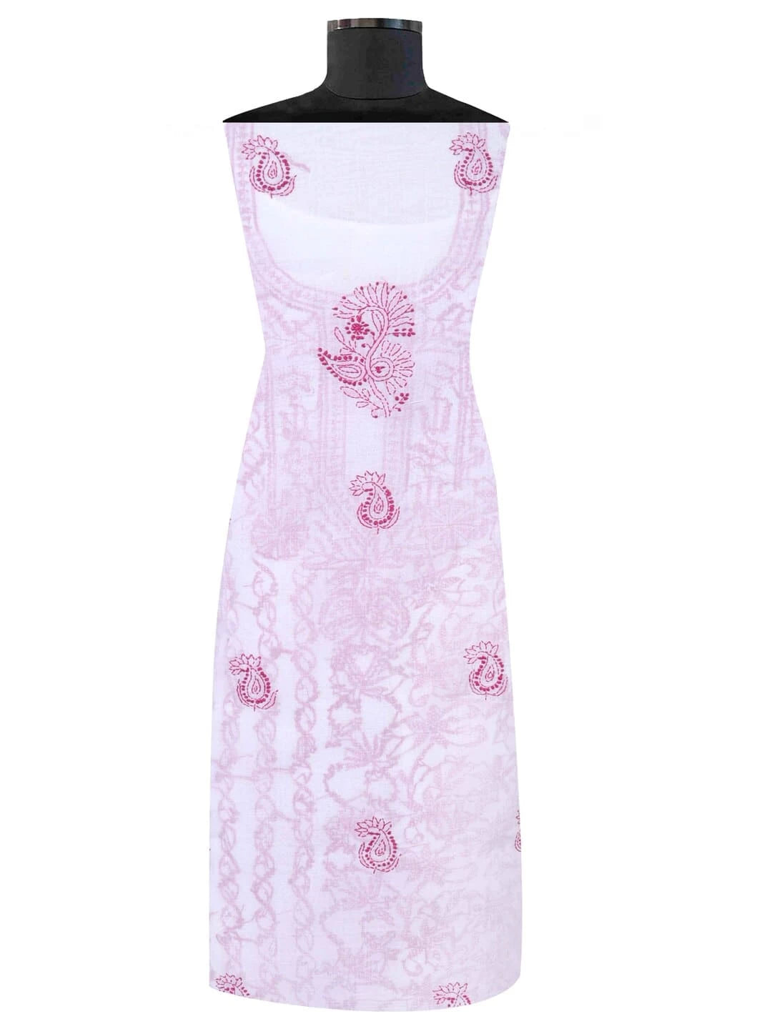Ada Hand Embroidered White Cotton Lucknowi Chikankari Unstitched Kurta Piece 01A164288