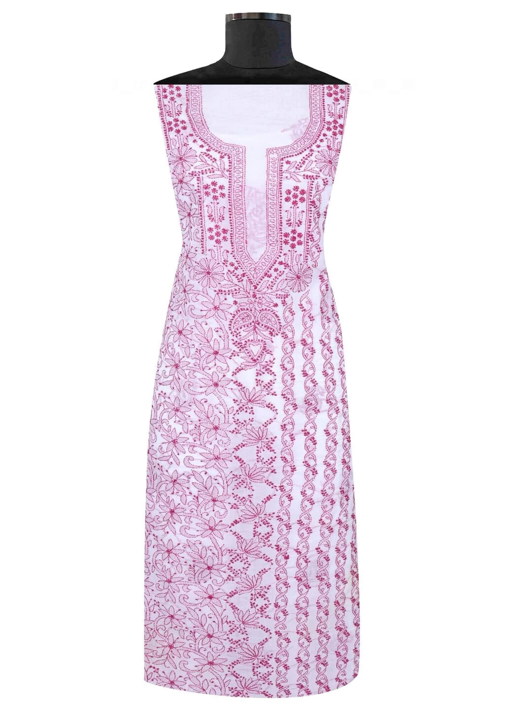 Ada Hand Embroidered White Cotton Lucknowi Chikankari Unstitched Kurta Piece 01A164288
