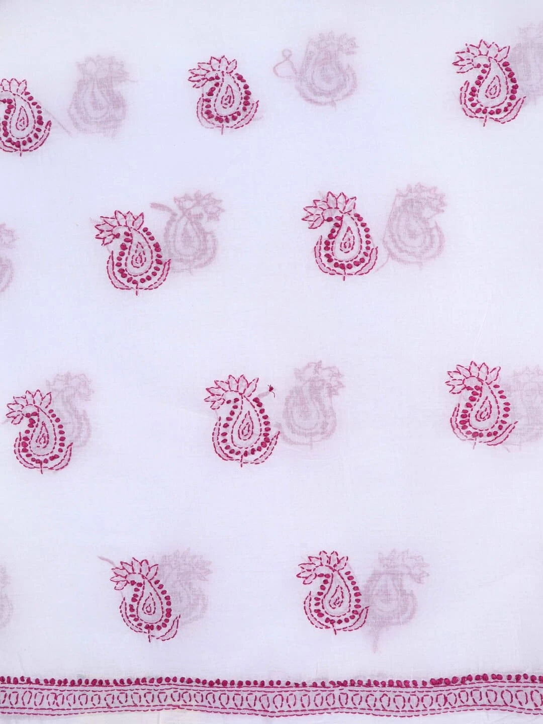 Ada Hand Embroidered White Cotton Lucknowi Chikankari Unstitched Kurta Piece 01A164288