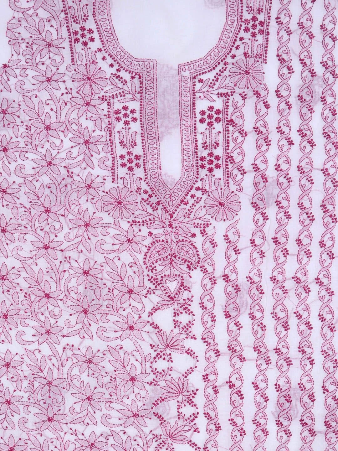 Ada Hand Embroidered White Cotton Lucknowi Chikankari Unstitched Kurta Piece 01A164288
