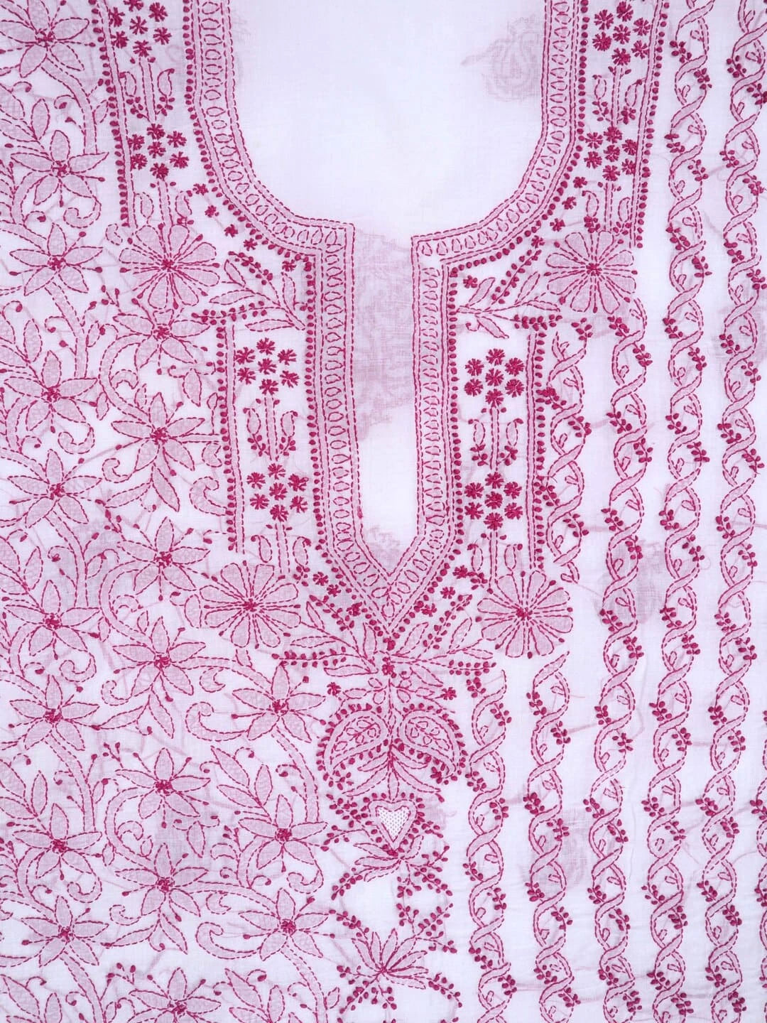 Ada Hand Embroidered White Cotton Lucknowi Chikankari Unstitched Kurta Piece 01A164288