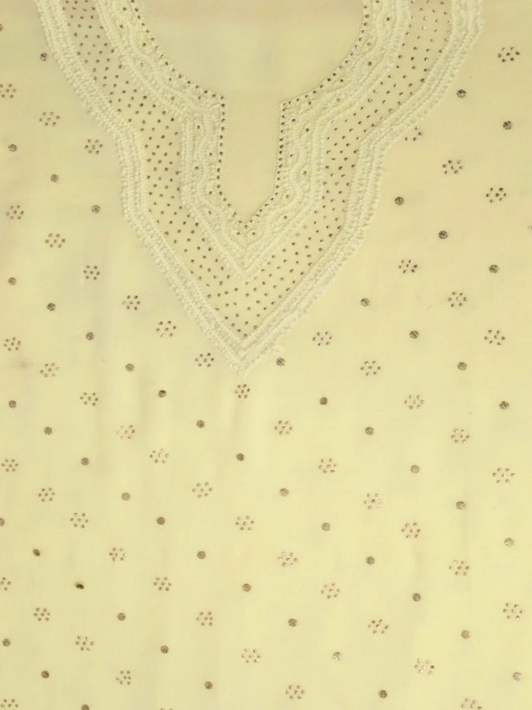 Ada Hand Embroidered Lemon Georgette Lucknowi Chikankari Unstitched Kurta Piece With Muqaish Work A321163