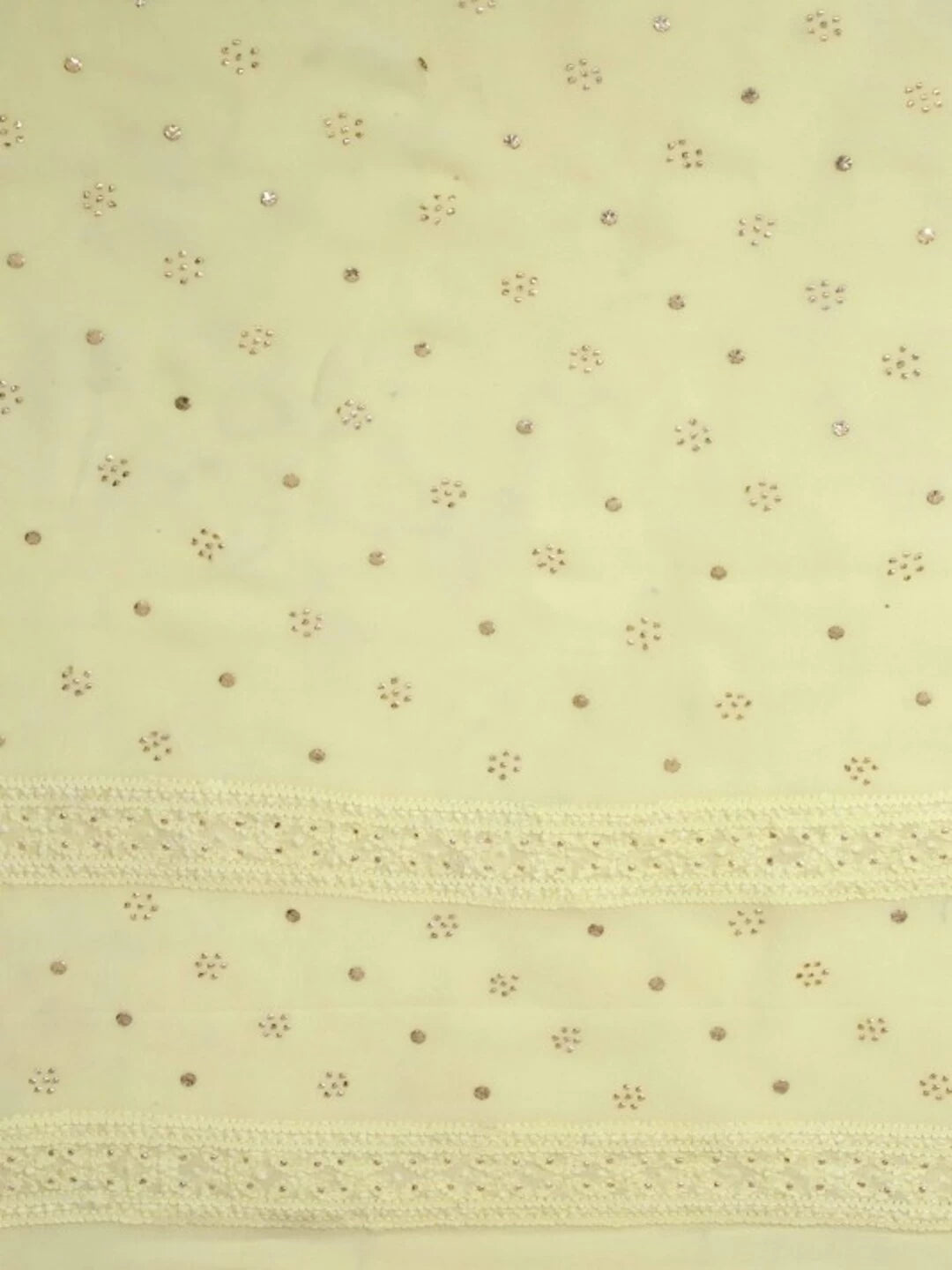 Ada Hand Embroidered Lemon Georgette Lucknowi Chikankari Unstitched Kurta Piece With Muqaish Work A321163