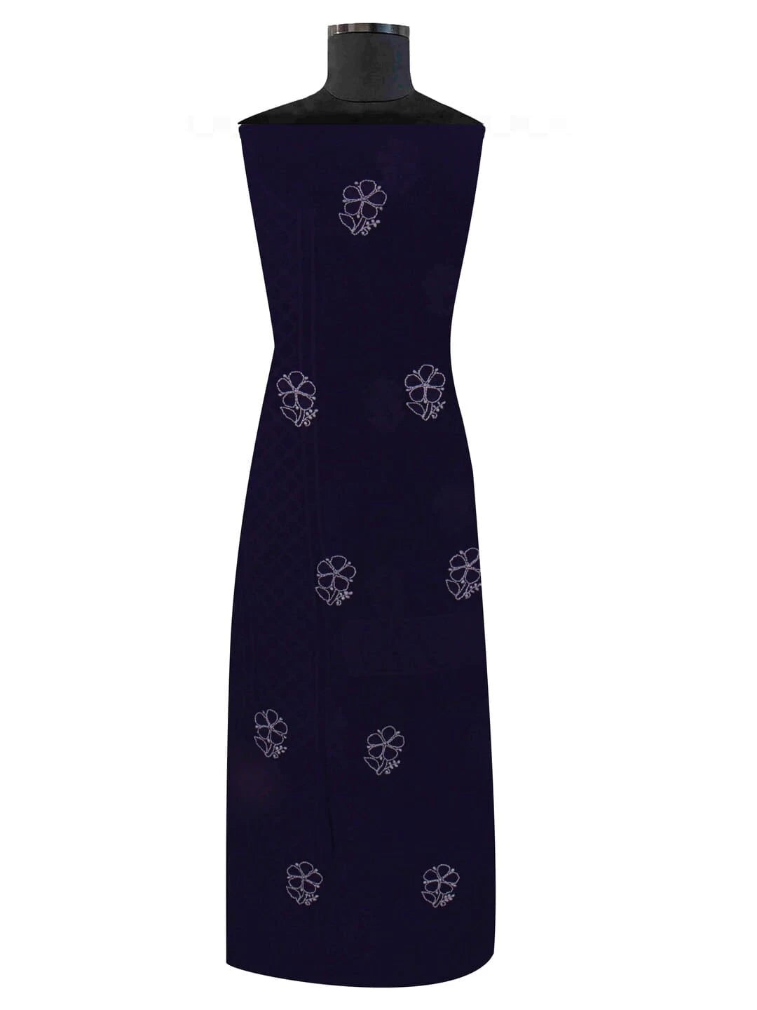 Ada Hand Embroidered Navy Blue Pure Georgette Lucknowi Chikankari Unstitched Kurta Piece A505483