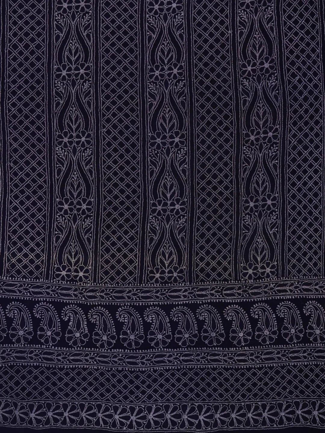 Ada Hand Embroidered Navy Blue Pure Georgette Lucknowi Chikankari Unstitched Kurta Piece A505483