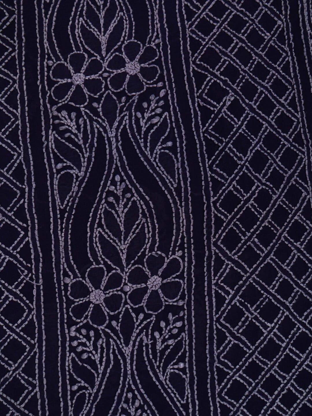 Ada Hand Embroidered Navy Blue Pure Georgette Lucknowi Chikankari Unstitched Kurta Piece A505483