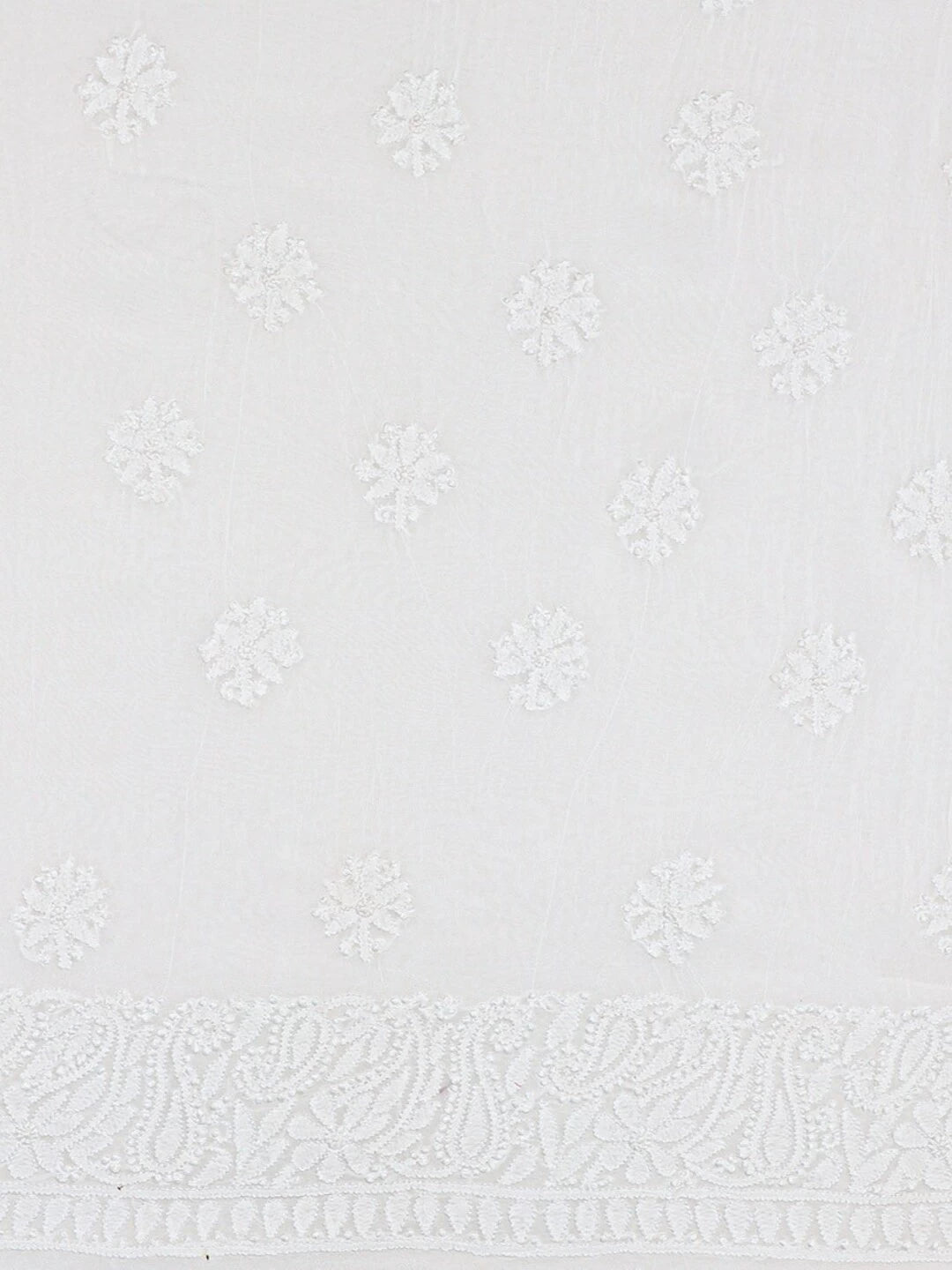 Ada Hand Embroidered White Georgette Lucknowi Chikankari Unstitched Kurta Piece A402154