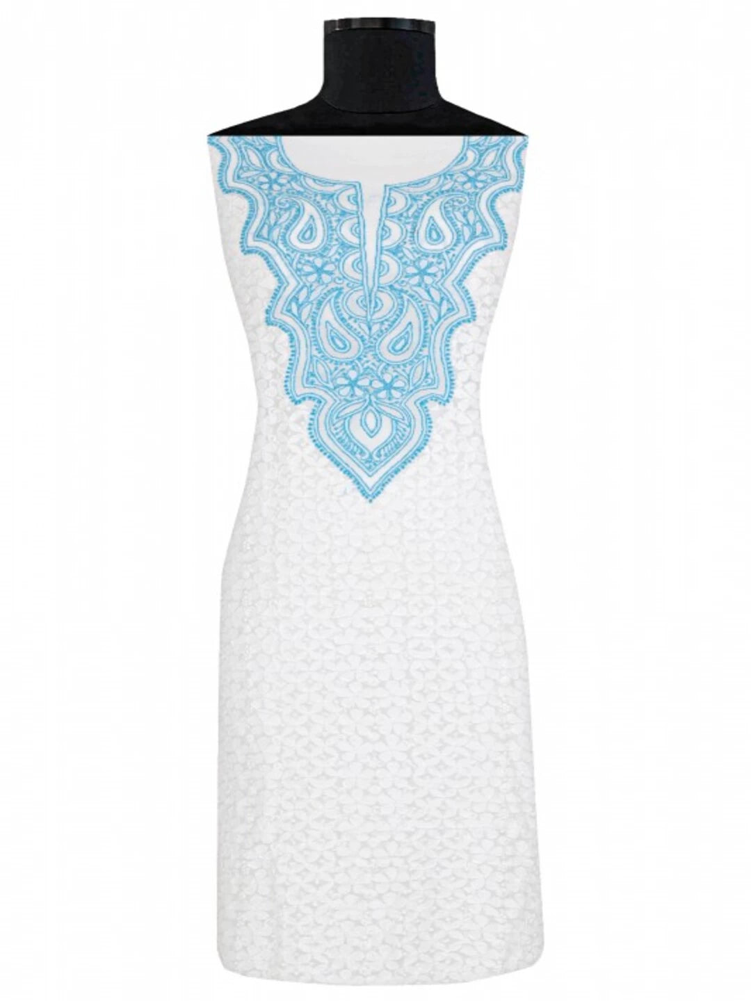 Ada Hand Embroidered White Georgette Lucknowi Chikankari Unstitched Kurta Piece A402154