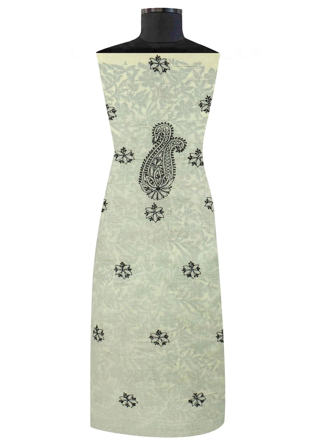 Ada Hand Embroidered Lemon Cotton Lucknowi Chikankari Unstitched Kurta Piece 01A164266