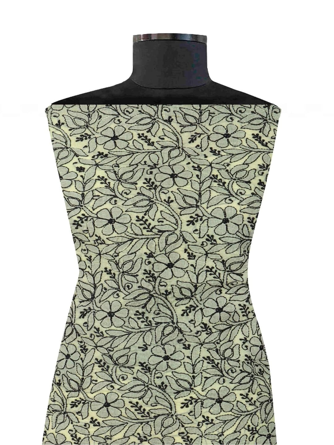 Ada Hand Embroidered Lemon Cotton Lucknowi Chikankari Unstitched Kurta Piece 01A164266
