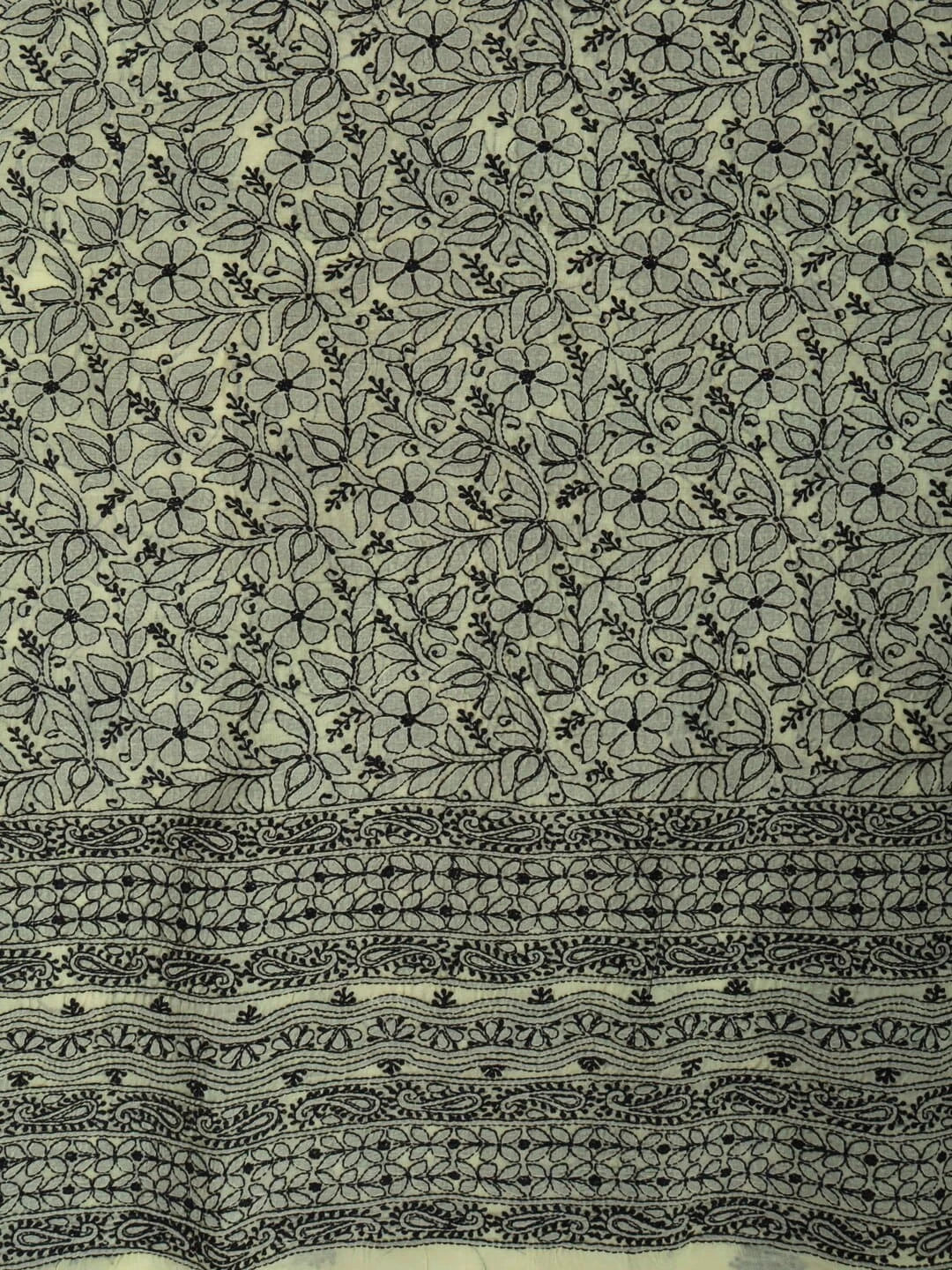 Ada Hand Embroidered Lemon Cotton Lucknowi Chikankari Unstitched Kurta Piece 01A164266