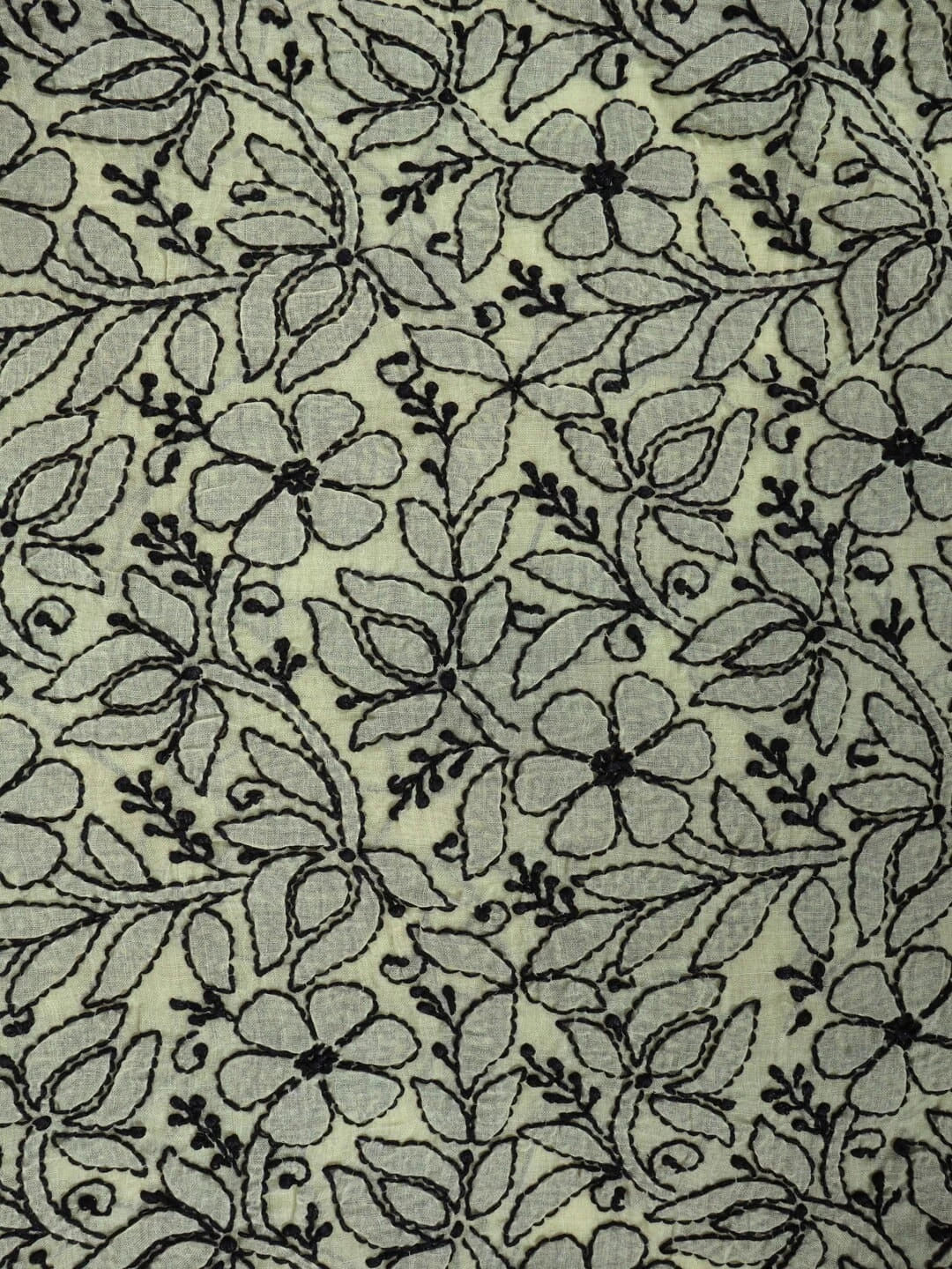 Ada Hand Embroidered Lemon Cotton Lucknowi Chikankari Unstitched Kurta Piece 01A164266