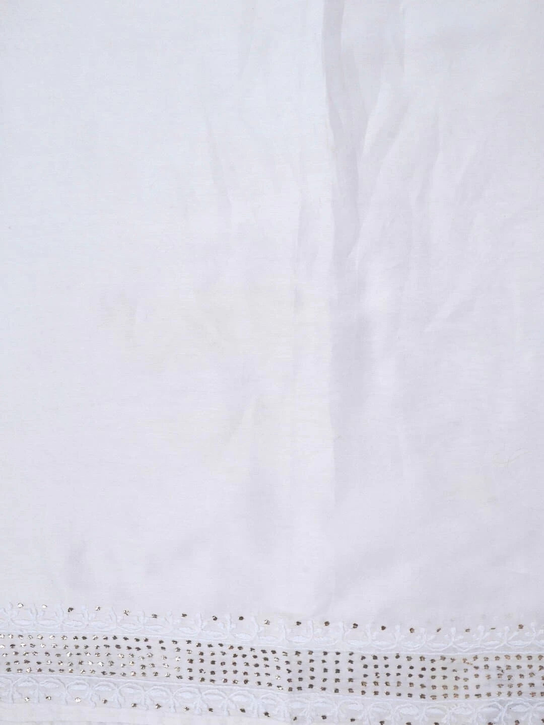 Ada Hand Embroidered White Chanderi Lucknowi Chikankari Unstitched Kurta Piece With Muqaish Work A523224