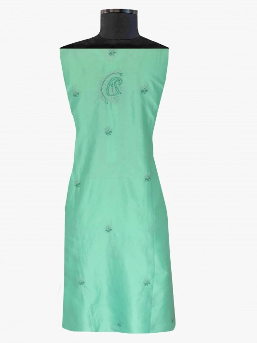 Ada Hand Embroidered Sea Green Silk Lucknowi Chikankari Semi-Stitched Kurta Piece A617181