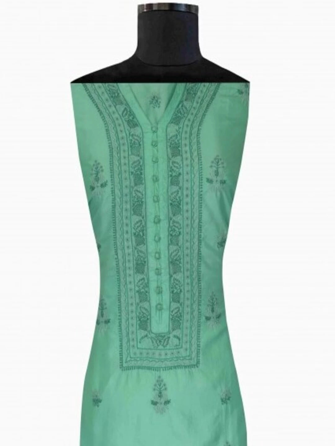 Ada Hand Embroidered Sea Green Silk Lucknowi Chikankari Semi-Stitched Kurta Piece A617181