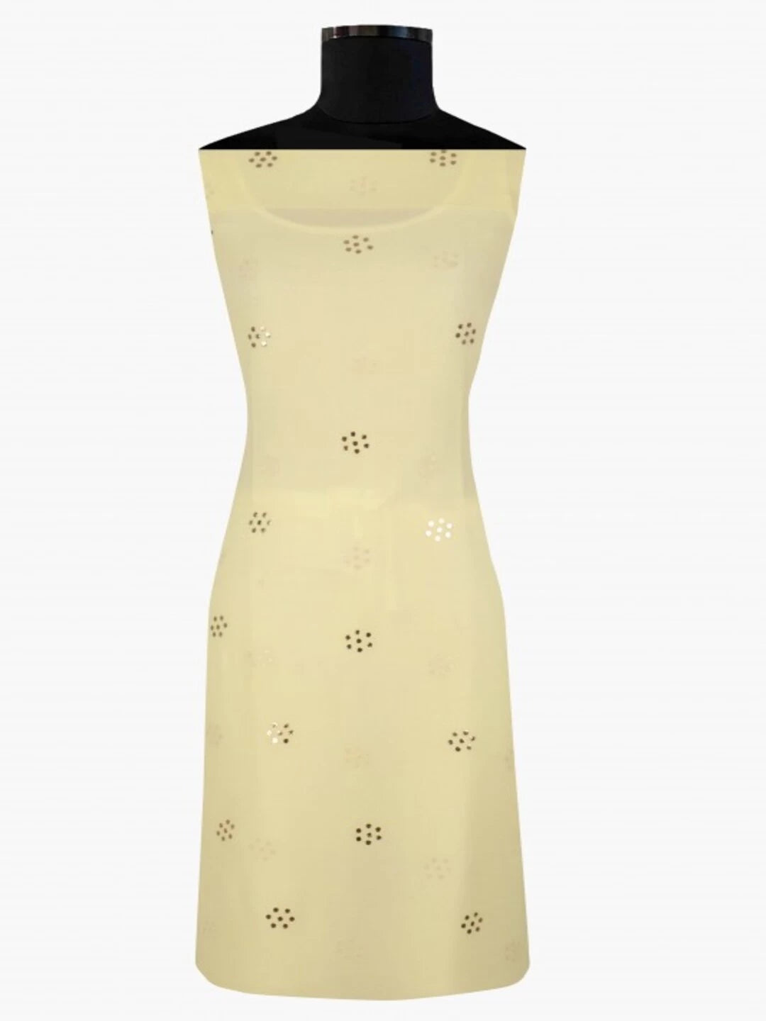 Ada Hand Embroidered Lemon Georgette Lucknowi Chikankari Unstitched Kurta Piece With Muqaish Work A423342