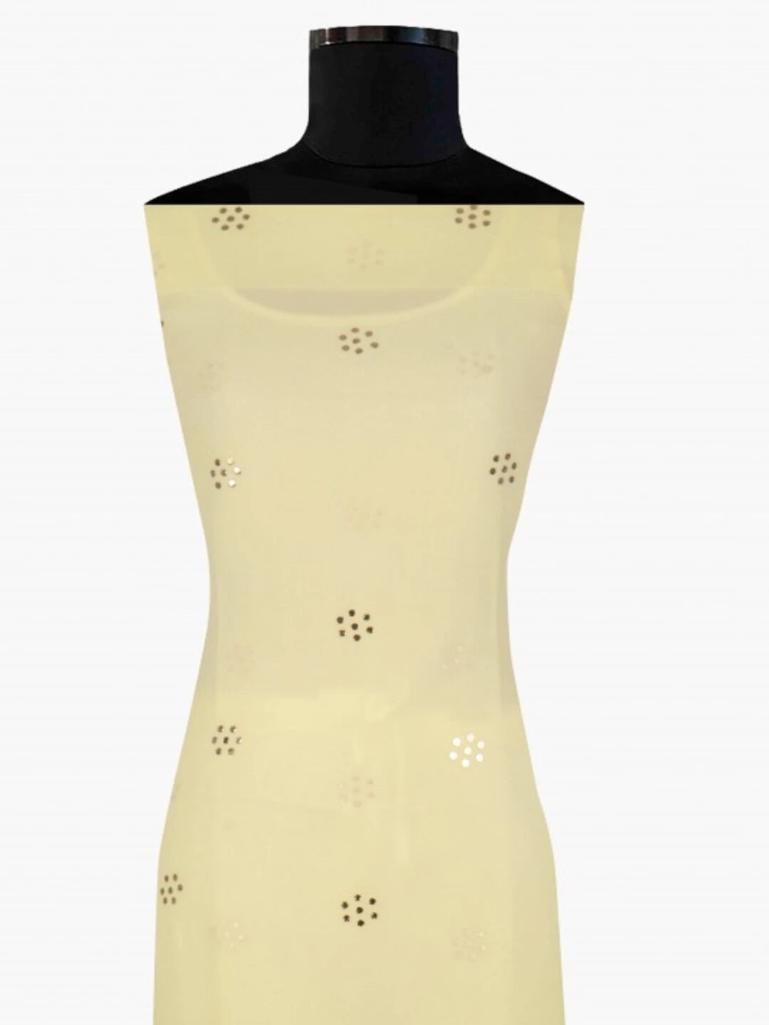 Ada Hand Embroidered Lemon Georgette Lucknowi Chikankari Unstitched Kurta Piece With Muqaish Work A423342