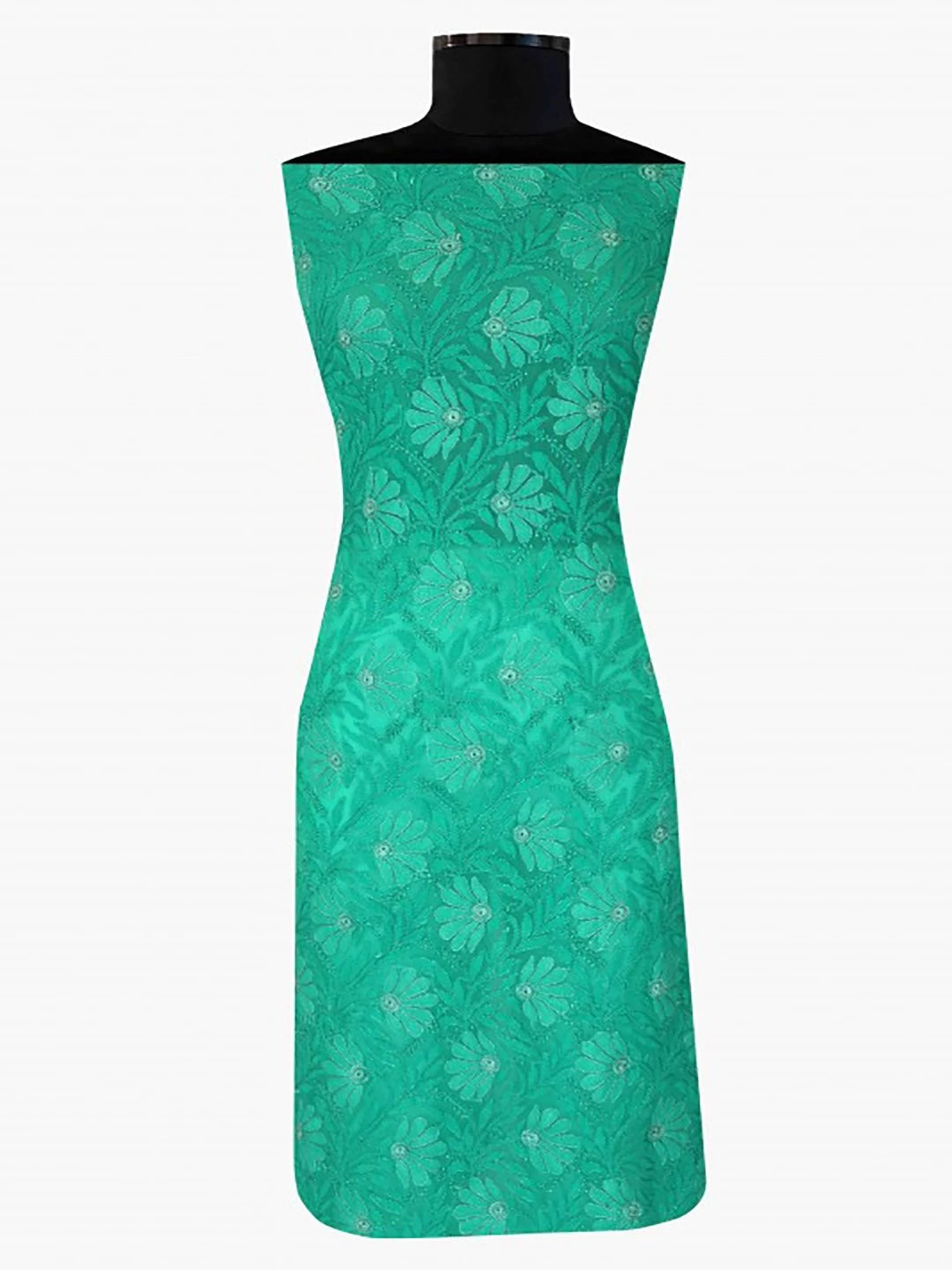 Ada Hand Embroidered Green Georgette Lucknowi Chikankari Unstitched Kurta Piece 01A160789