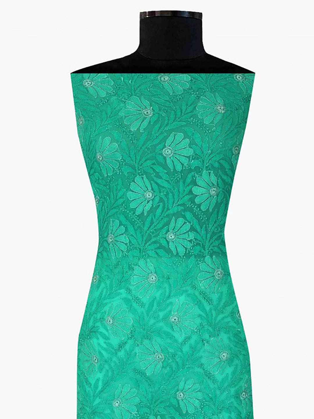 Ada Hand Embroidered Green Georgette Lucknowi Chikankari Unstitched Kurta Piece 01A160789