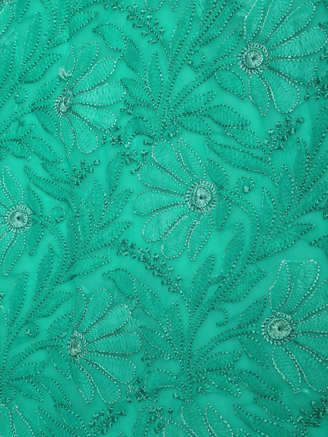 Ada Hand Embroidered Green Georgette Lucknowi Chikankari Unstitched Kurta Piece 01A160789