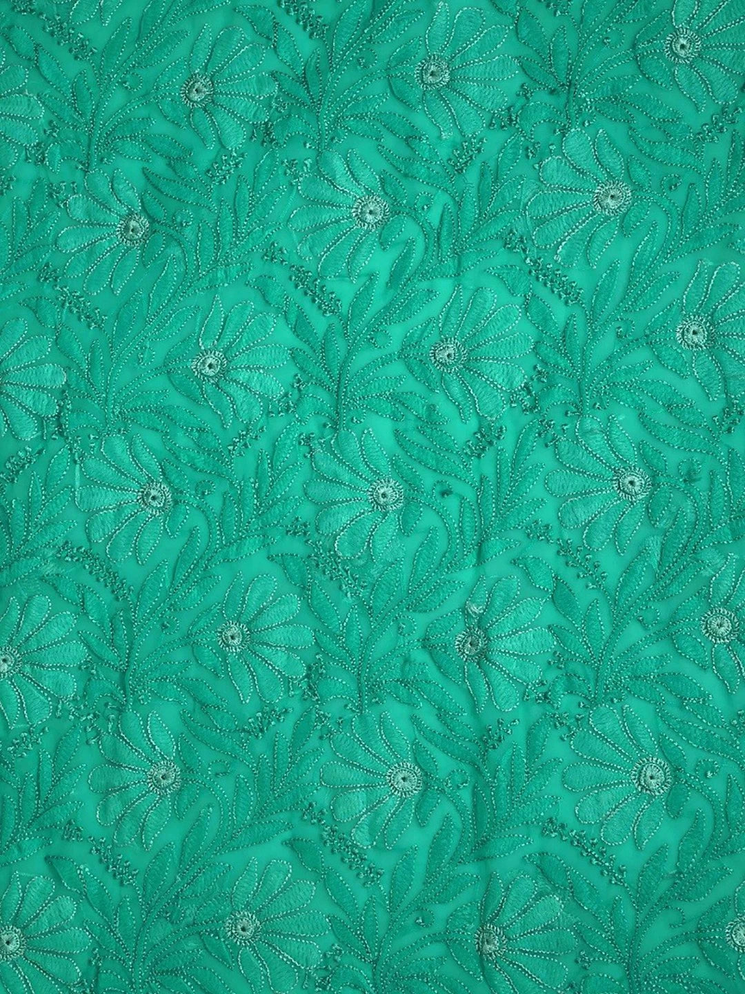 Ada Hand Embroidered Green Georgette Lucknowi Chikankari Unstitched Kurta Piece 01A160789