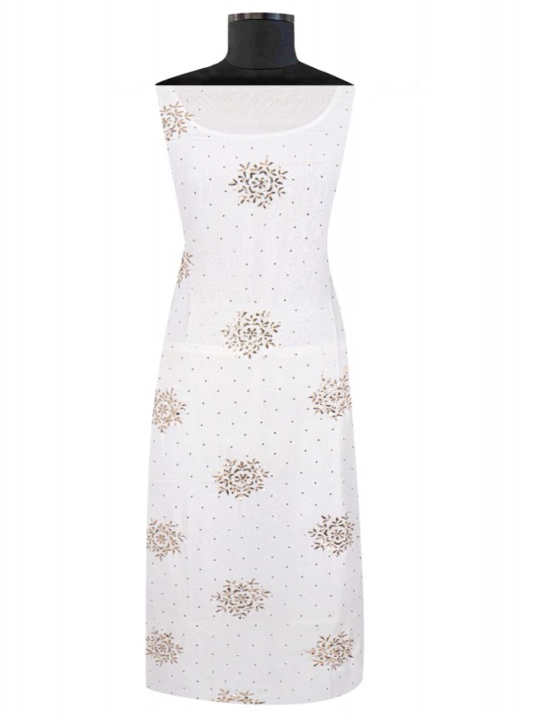 Ada Hand Embroidered White Pure Georgette Lucknowi Chikankari Unstitched Kurta Piece With Muqaish Work A514892
