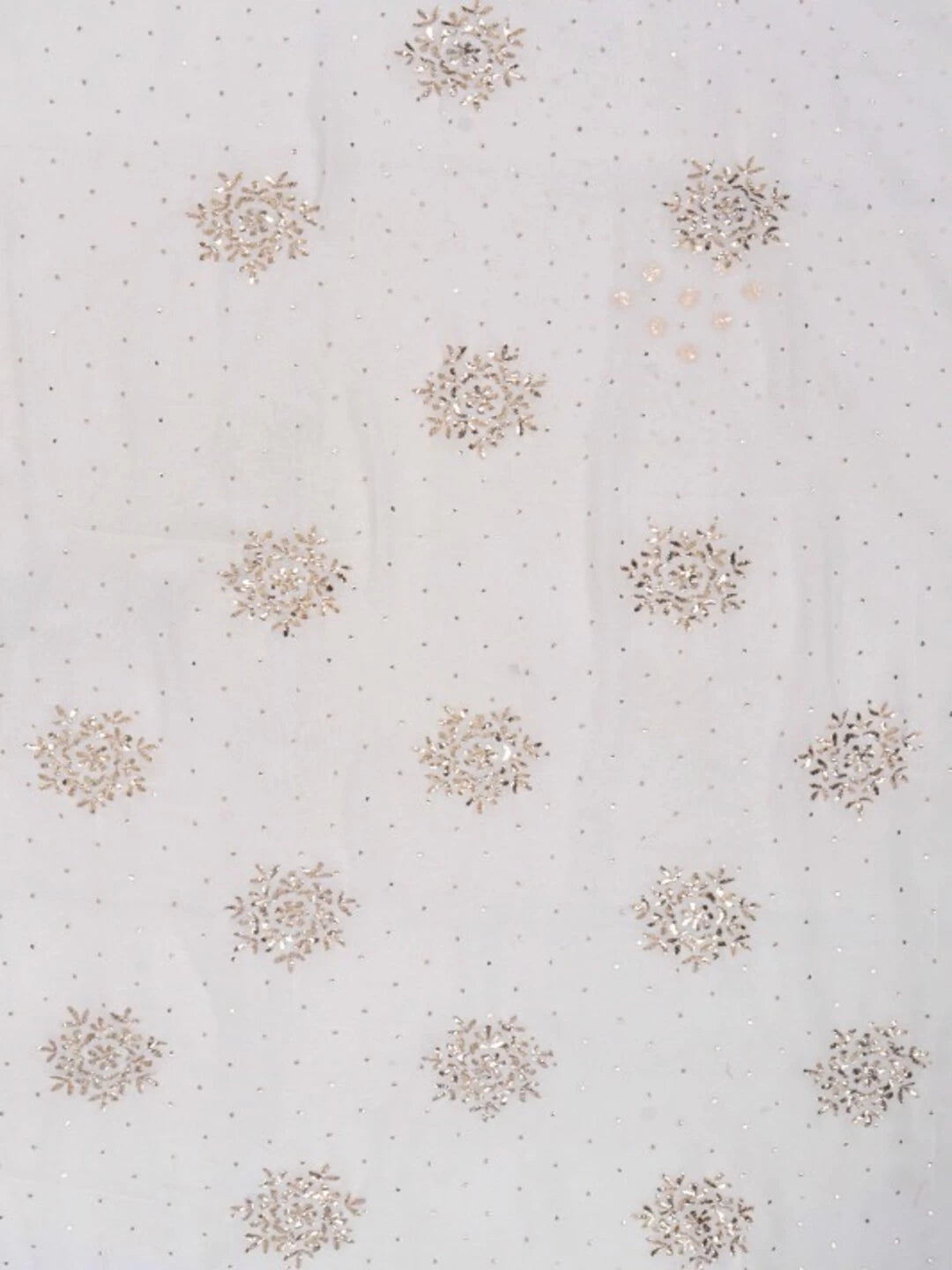 Ada Hand Embroidered White Pure Georgette Lucknowi Chikankari Unstitched Kurta Piece With Muqaish Work A514892