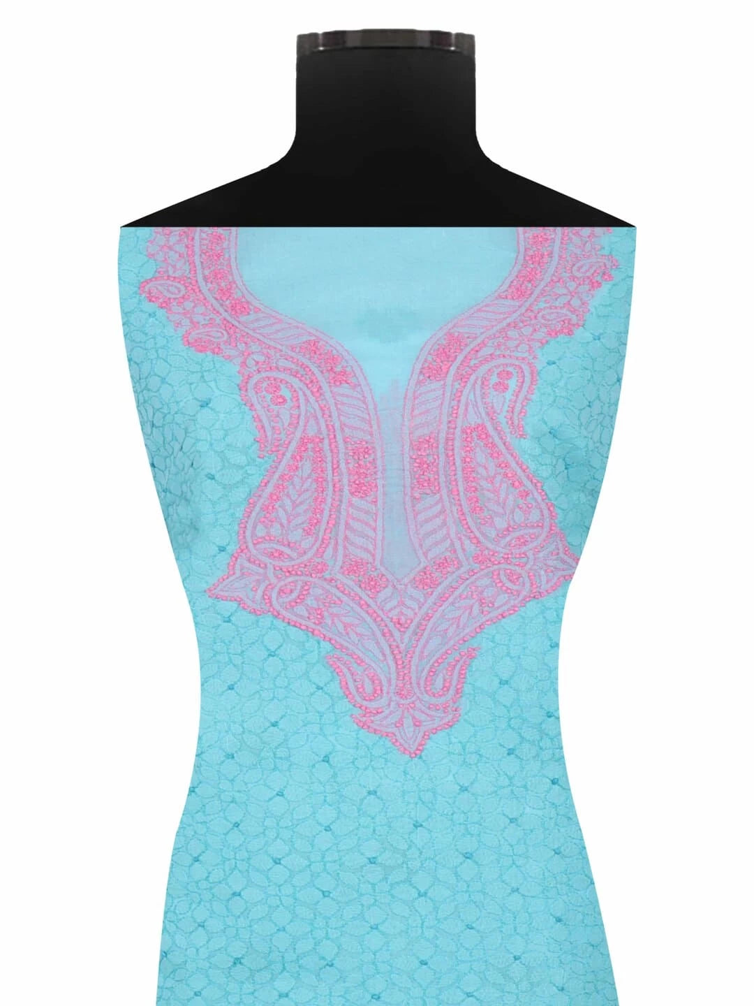 Ada Hand Embroidered Blue Cotton lucknowi Chikankari Unstitched Kurta Piece 01A179829